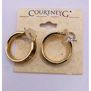 Courtney G Pink Goldtone Hoop Earrings New
